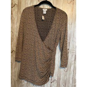 New Mimi Maternity Brown Black Design Shirt Size Large Blouse Career